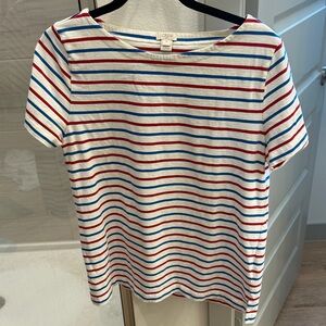 JCREW Striped Short Sleeve Tee - Red, Blue, White